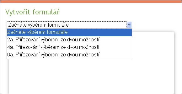 Procvičování návod - výběr formuláře