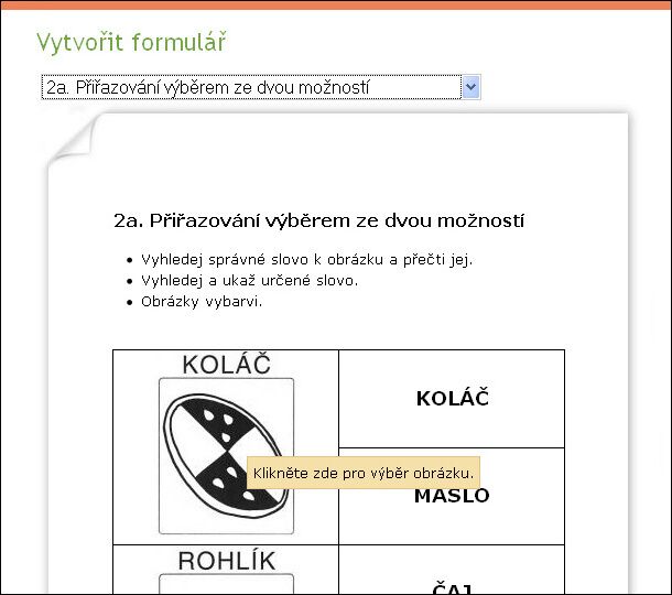 Procvičování návod - výběr obrázku 1